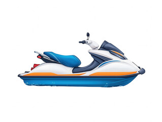 Naklejka premium Vibrant Cartoon Jet Ski on Water Action Image Blue White Red Accents Fun Water Sports Adventure Illustration