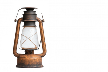 Rusty Metal Lantern in Soft Glow against Dark Background