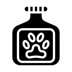 Medicine Bottle with Paw  Solid Icon