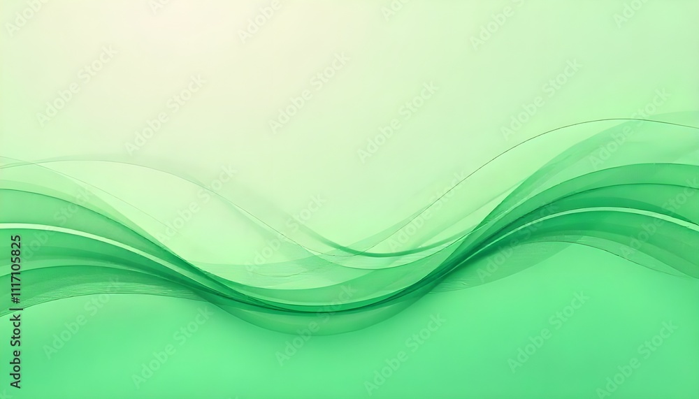 Poster abstract wallpaper with flowing organic green lines on a soft gradient background, offering a modern