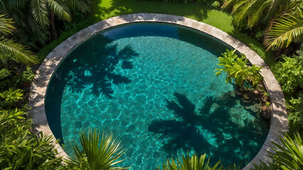 Fototapeta premium Tropical garden with a serene pool