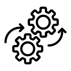 Rotating Gear Line Icon