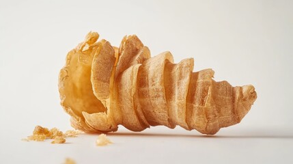 Fresh galangal root sliced open to reveal its inner structure, against a white background.