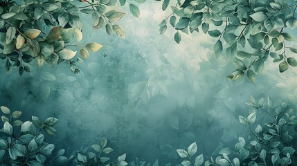 A leafy green background with a few leaves in the foreground, Ai Generative.