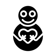 Snowman with Heart Solid Icon