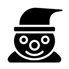 Snowman with Santa Hat Solid Icon