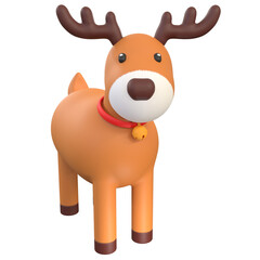 matted 3d cute reindeer with red collar and bell illustration