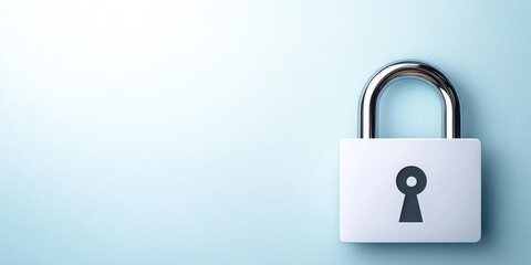 Secure lock symbolizing safety and protection on a minimalist background.