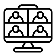 Video Conference Screen Line Icon