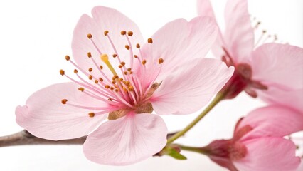 pink cherry blossom isolated on white background cutout
