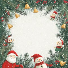 A festive Christmas card design featuring a clean, blank space at the center for a personalized message. 