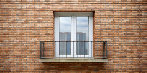 Fototapeta premium Balcony window sealed with concrete bricks , balcony, window, sealed, concrete bricks, architecture, exterior, renovation