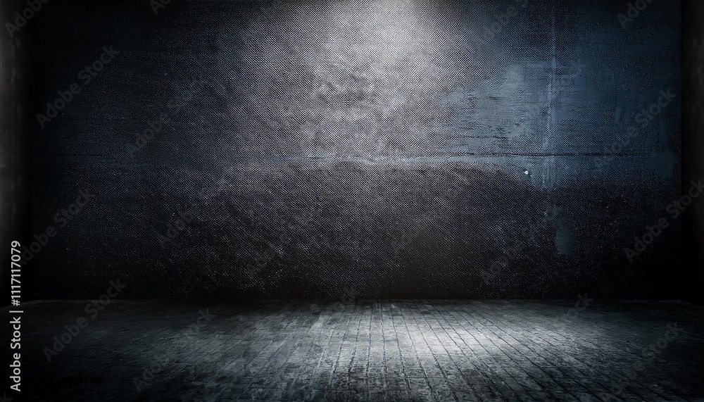 Poster a dark, textured room illuminated by a single light source, creating an atmospheric and moody settin