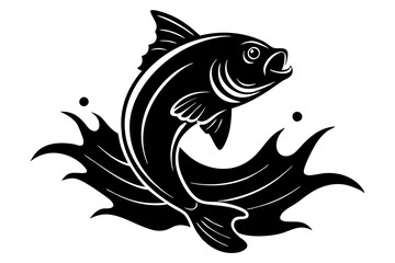 Silhouette of a fish leaping out of the water. Vector illustration 