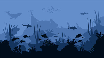 Landscape illustration of shipwreck in the sea