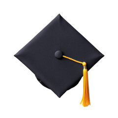 Classic black graduation cap with yellow tassel