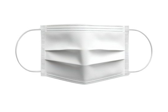 White surgical mask on a black background