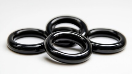 Fototapeta premium Close-up view of sealing solutions: rubber O-rings highlighted.