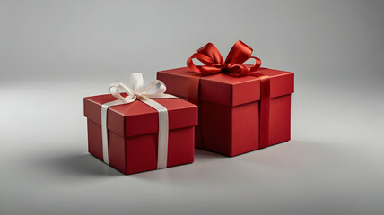 Obraz premium red gift box, Christmas gift, holiday gift, present box, festive packaging, wrapped gift, gift wrapping, red ribbon, seasonal gift, gift for loved ones, gift wrapping ideas, Christmas decorations, red