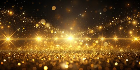 Obraz premium Abstract motion background of shining gold particles with sparkle shine light, gold, glitter, background, sparkle, shine