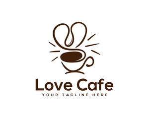 cup  art love heart drink coffee tea vintage logo design template illustration inspiration