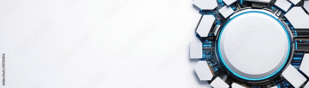 Leinwandbilder a sleek, futuristic design featuring a circular element surrounded by geometric shapes, emphasizing 