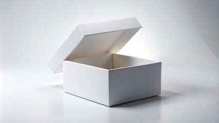 Open White Box on White Background, Showcasing Minimalism and Versatility in Product Presentation, Ideal for E-commerce, Packaging, and Creative Design Concepts