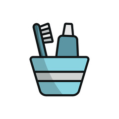 Toothbrush set icon features clean lines and elegance, enhancing any digital concept.