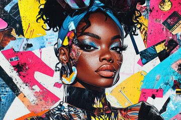 pop art co;;age of young black woman 