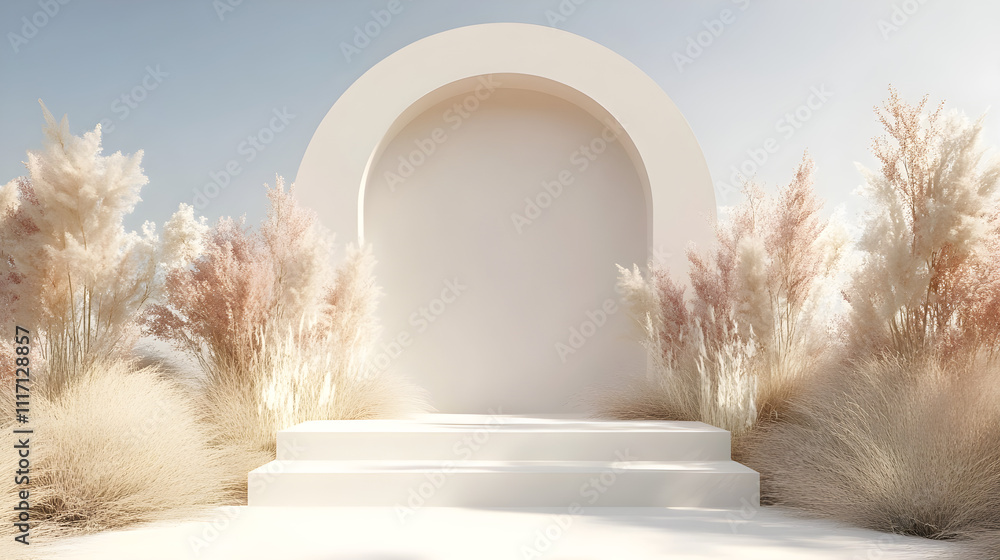 Poster minimalist-style arch backdrop for event decoration with simple yet elegant features