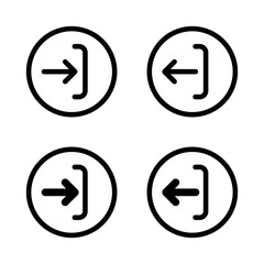 Enter and exit door icon. Login and logout symbol on circle line