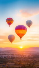 Obraz premium Spectacular Morning in Cappadocia with Floating Balloons and Deep Valleys