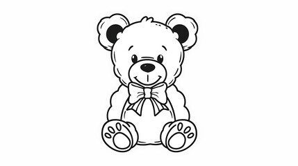 Obraz premium Adorable cartoon teddy bear with bow, sitting.