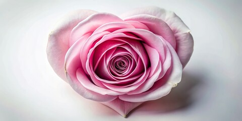 Romantic Night Photography of Pink Heart-Shaped Rose Gift for Valentine's Day on Soft White Background - Macro Close-Up of Love Present with Delicate Texture and Warm Glow