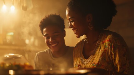 Cooking together a joyful family meal in a cozy kitchen environment celebrating bonding and culinary skills