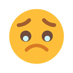 Fototapeta premium Sad yellow emoji with arched eyebrows and pensive look