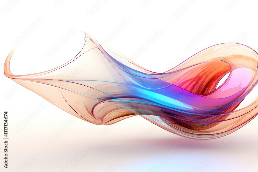Poster a retrofuturistic abstract shape composed of flowing, amorphous contours with iridescent highlights,