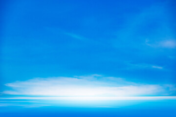 Fototapeta premium Panorama of cloud clear sky background for summer vacation concept at ocean and summer sea water with sunlight of beautiful cloudy 