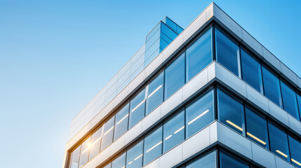 A sleek and modern corporate headquarters building featuring innovative architecture and contemporary design. The organization's values, identity, and excellence in a professional urban setting.