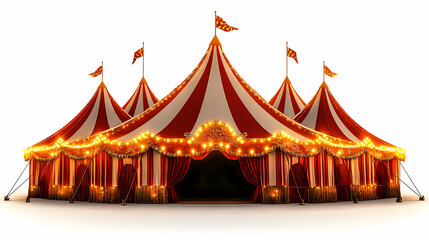 Red and white striped circus tent illustration