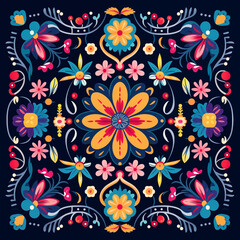 square mandala with colorful floral patterns