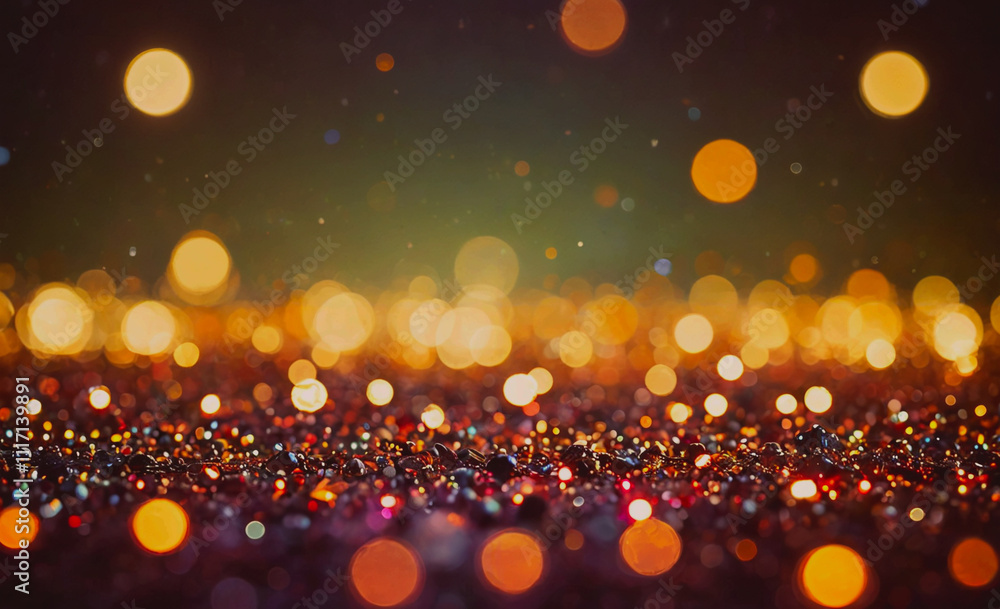 Leinwandbilder A blurry image of a dark background with many small, colorful dots. The dots are scattered all over the image, creating a sense of movement and energy. Scene is lively and dynamic