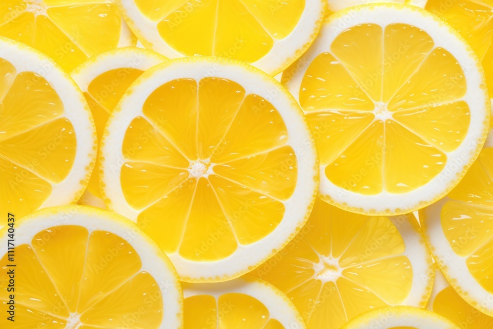 Aufkleber lemon slices placed in a pattern with visible pulp details and textured peel, creating a bright and 