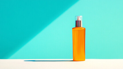 Amber Suncreen Bottle on Teal Background