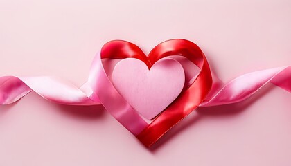a pink and red ribbon wrapped around a heart