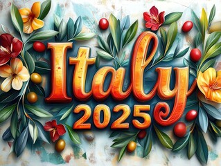 Vibrant Graffiti-Style Artwork Showcasing Italy and Eurovision Theme for 2025 and Beyond