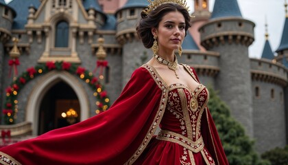 Obraz premium Woman in royal costume at fantasy castle