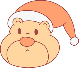  illustration of Hamster wearing Christmas hat Hand drawn