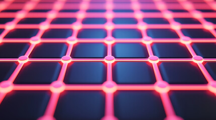 Obraz premium A close-up of a neon grid pattern, showcasing vibrant colors and modern design.