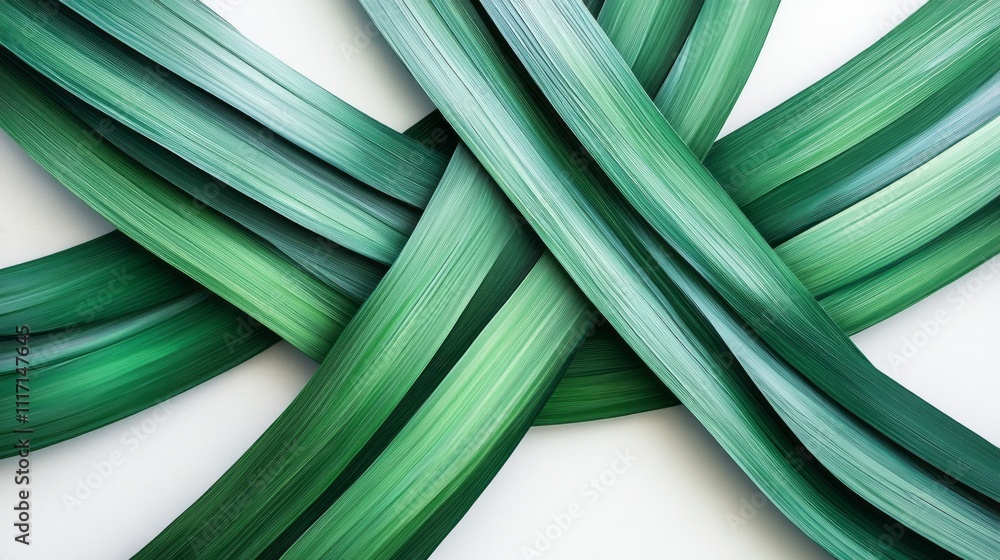 Poster Vibrant shades of green blend seamlessly in a captivating abstract artwork. The intertwining lines create visual interest, drawing the viewer into a world of color and harmony